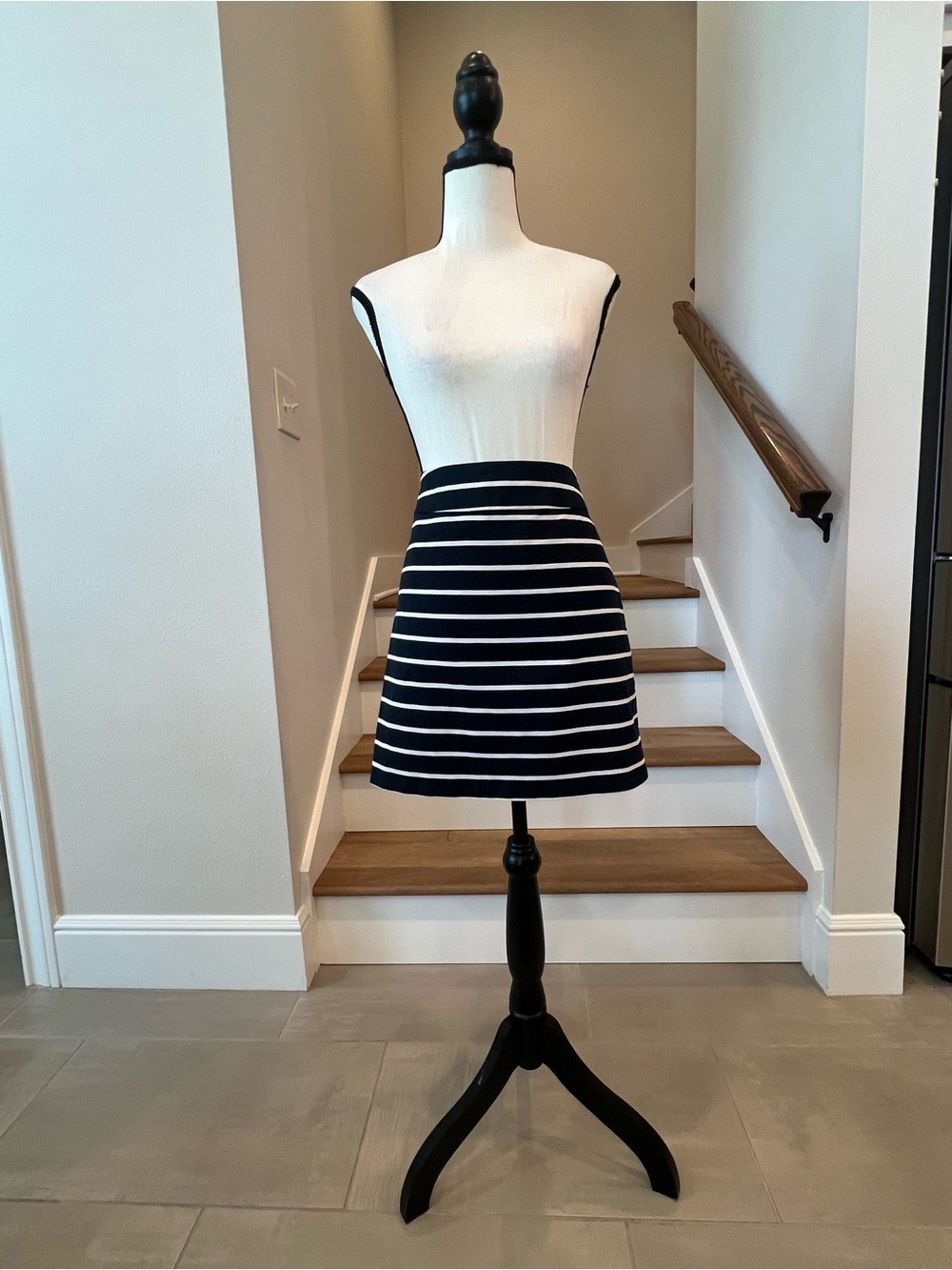 Banana Republic Navy and White Striped Skater Skirt